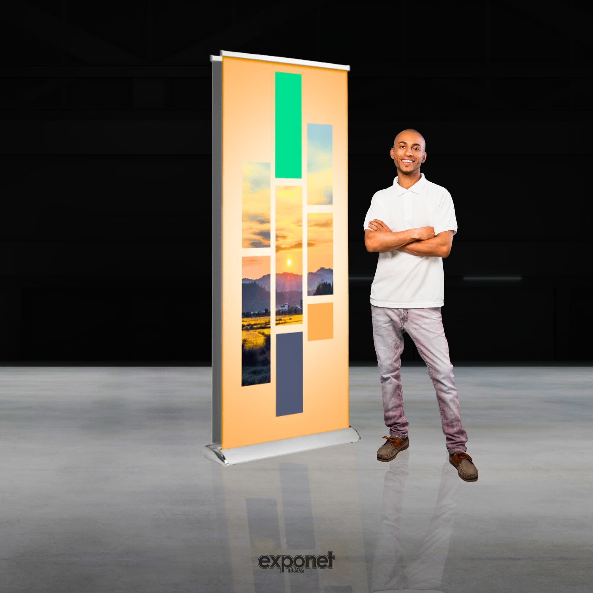 33"x81" Double Deluxe Retractable Banner Stand